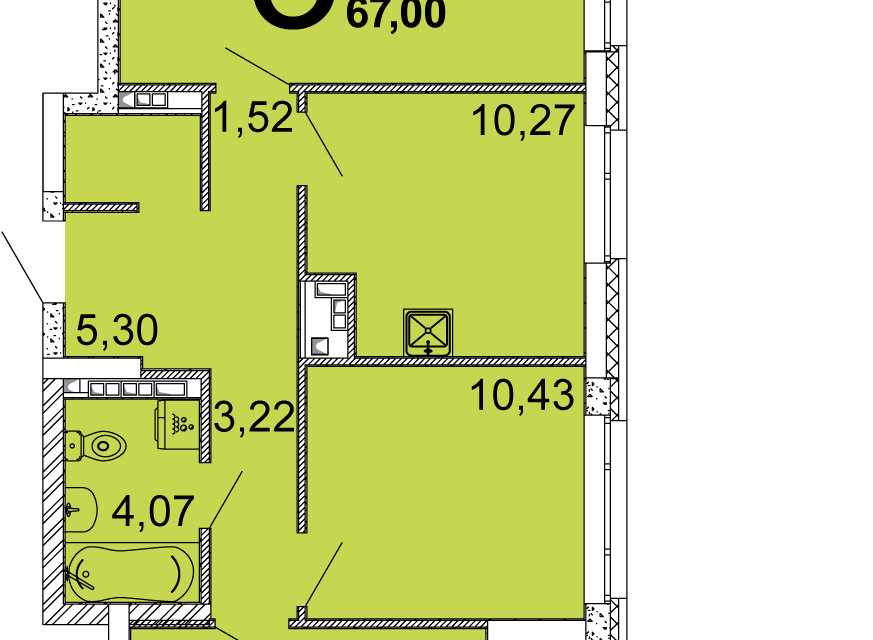 Продаётся 2-комнатная квартира, 67.9 м²