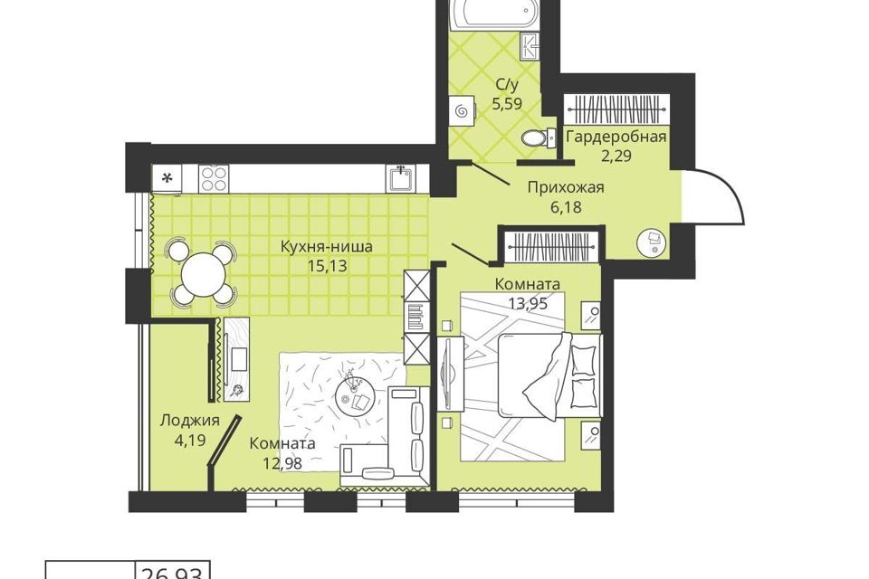 Продаётся студия, 56.12 м²
