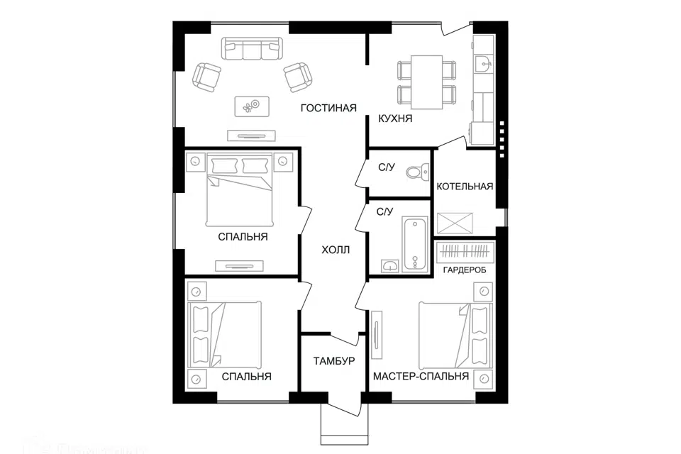 Продаётся 1-этажный дом, 113 м²