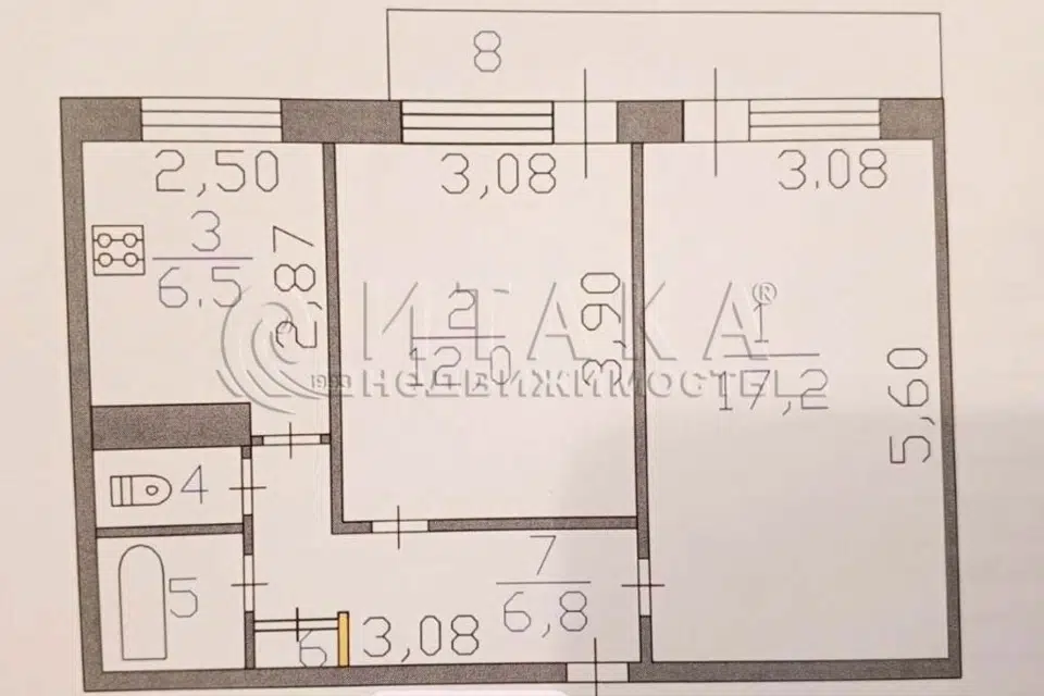 Продаётся 2-комнатная квартира, 46.7 м²