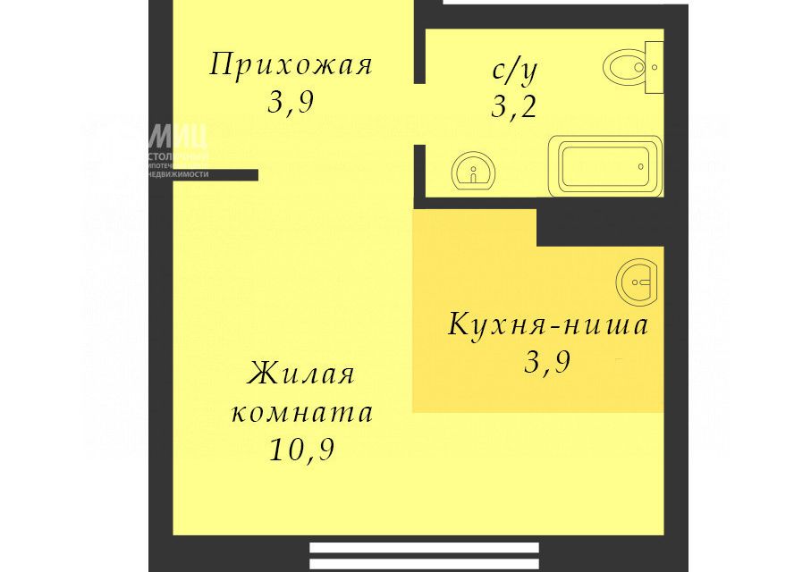 Продаётся студия, 21.9 м²