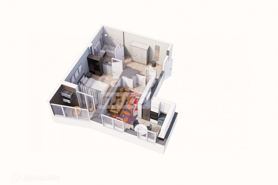 Продаётся 1-комнатная квартира, 45.3 м²