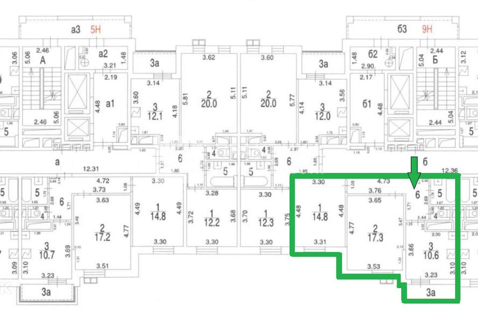 Продаётся 2-комнатная квартира, 54.9 м²