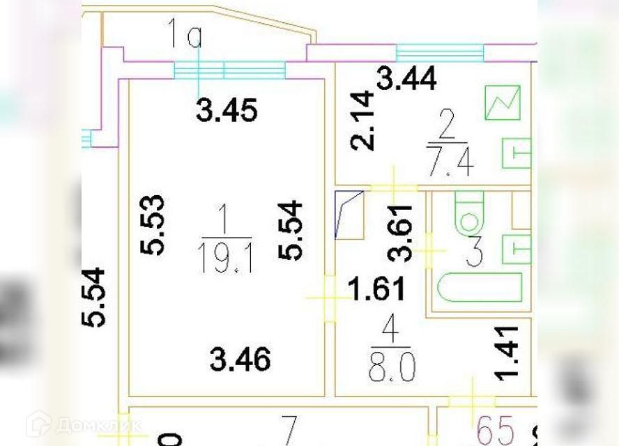 Продаётся 1-комнатная квартира, 38 м²