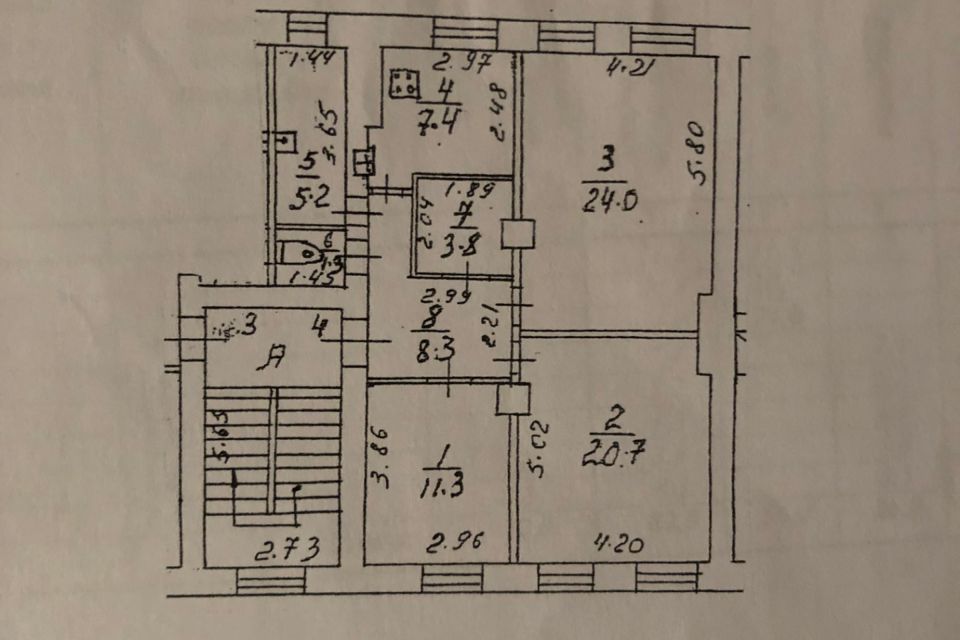 Продаётся 3-комнатная квартира, 82 м²