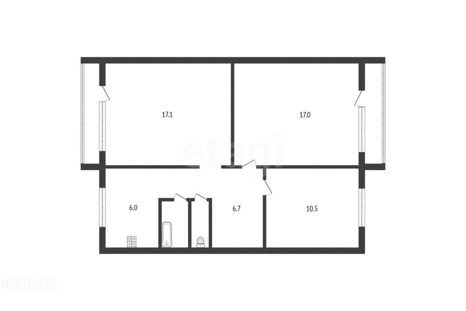 Продаётся 3-комнатная квартира, 60.8 м²