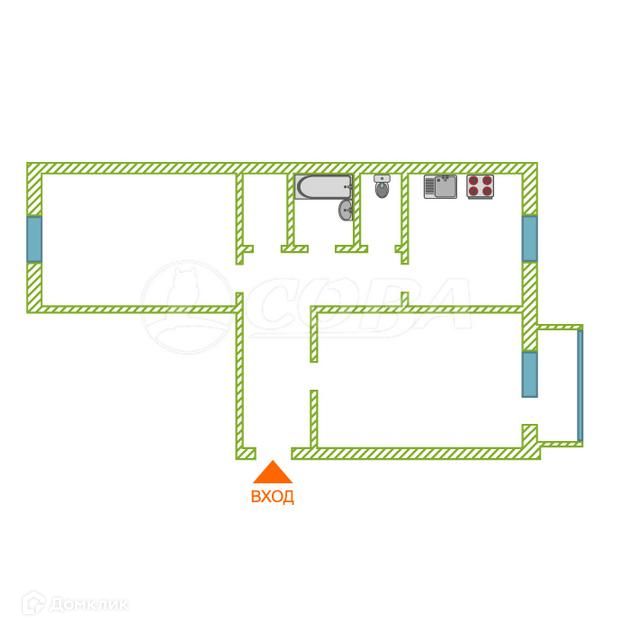 Продаётся 2-комнатная квартира, 52 м²
