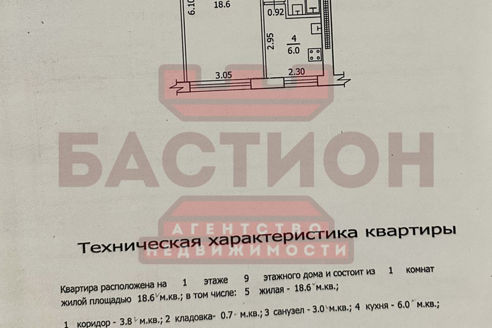 Продаётся 1-комнатная квартира, 32 м²
