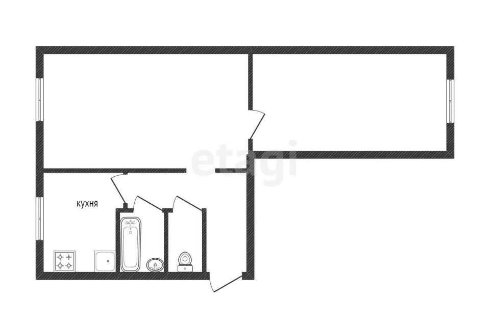 Продаётся 2-комнатная квартира, 43.8 м²