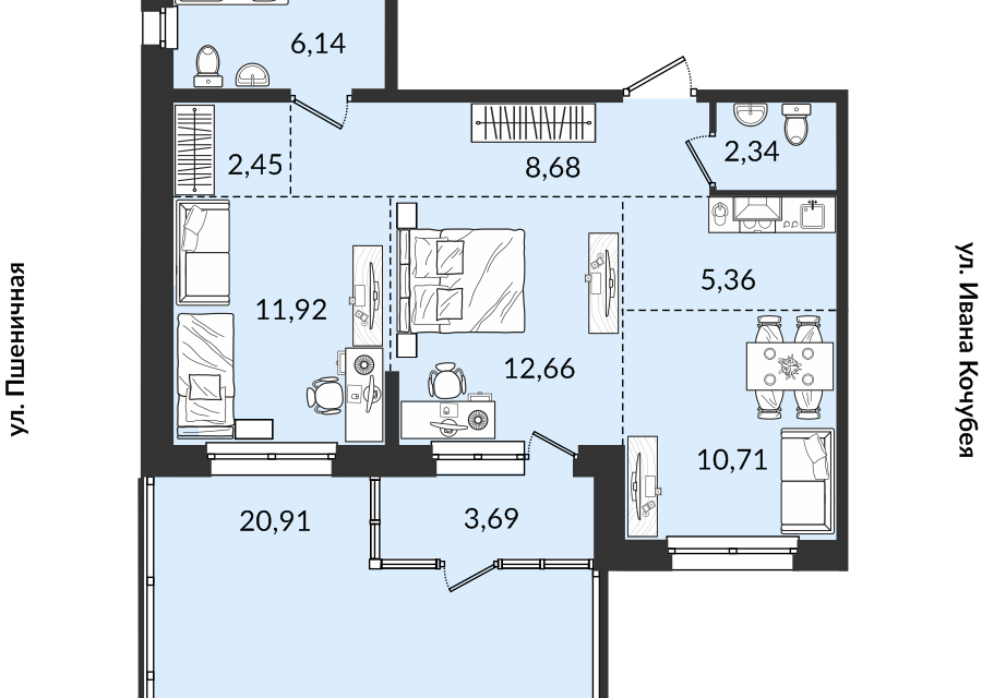 Продаётся 3-комнатная квартира, 88.64 м²
