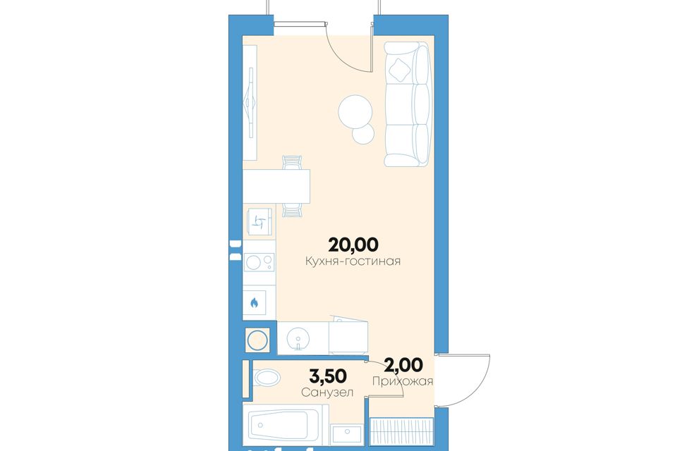 Продаётся студия, 27.1 м²