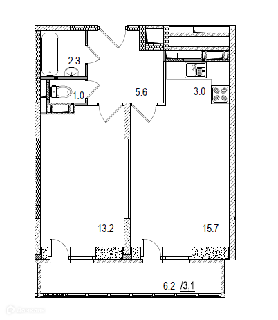 Продаётся 2-комнатная квартира, 47 м²