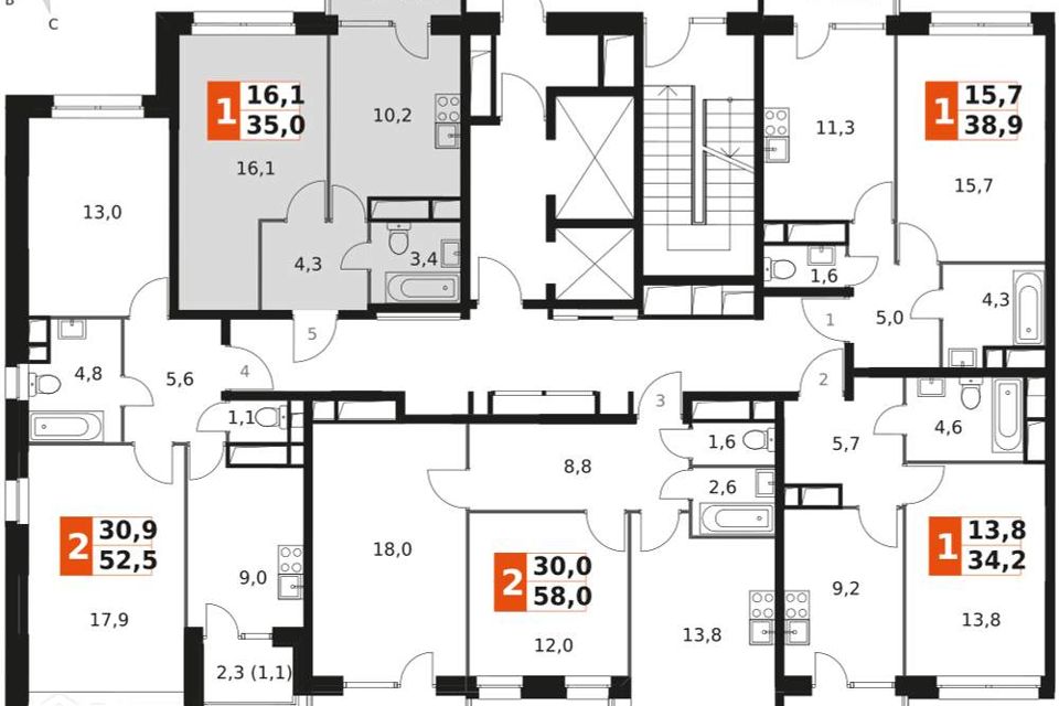 Продаётся 1-комнатная квартира, 35.4 м²