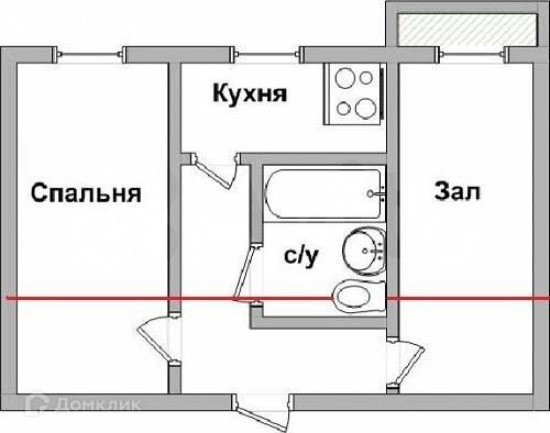 Продаётся 2-комнатная квартира, 45 м²