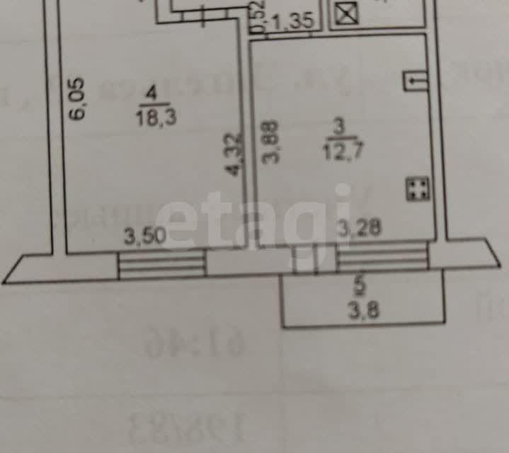 Продаётся 1-комнатная квартира, 42 м²