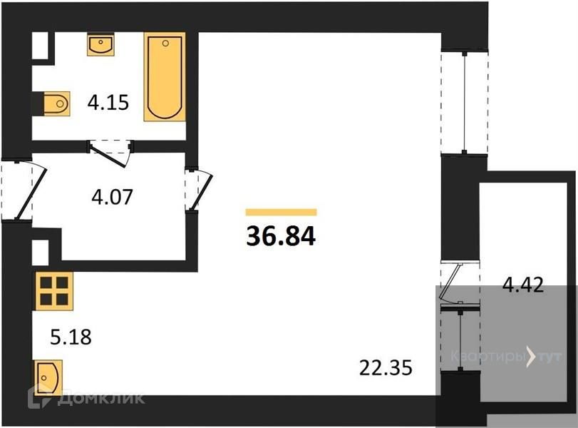 Продаётся студия, 36.84 м²