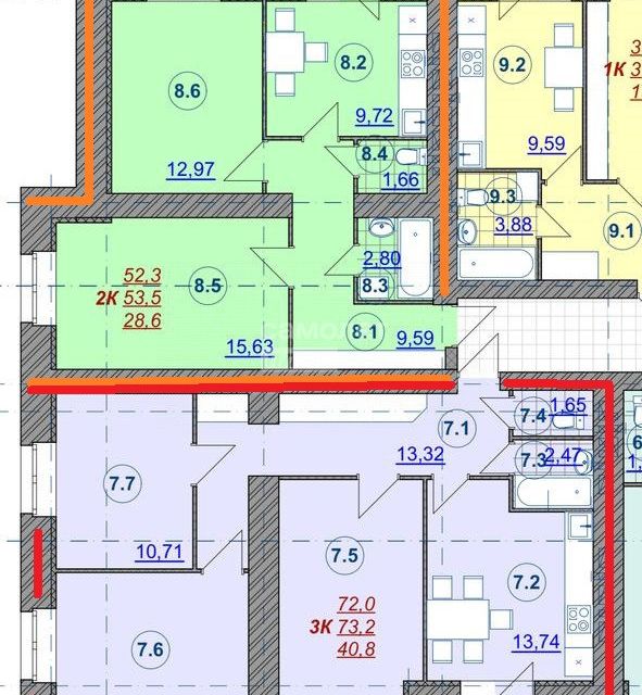 Продаётся 3-комнатная квартира, 74.2 м²