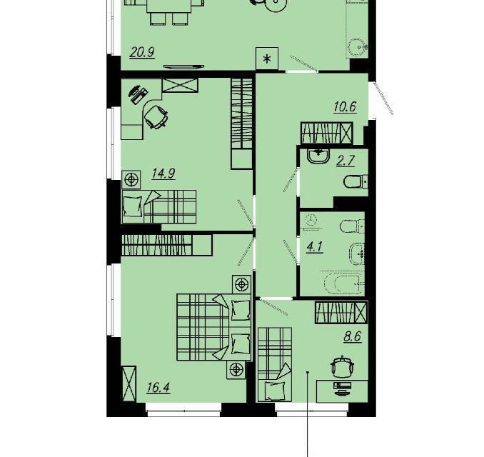 Продаётся 3-комнатная квартира, 76.2 м²