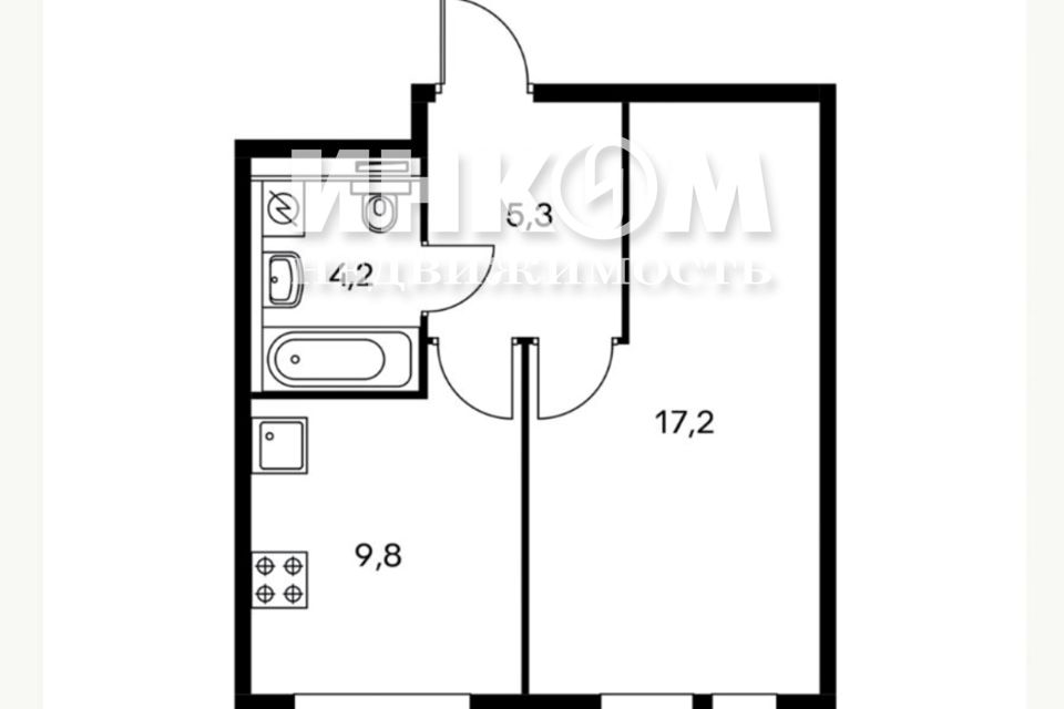 Продаётся 1-комнатная квартира, 36.3 м²