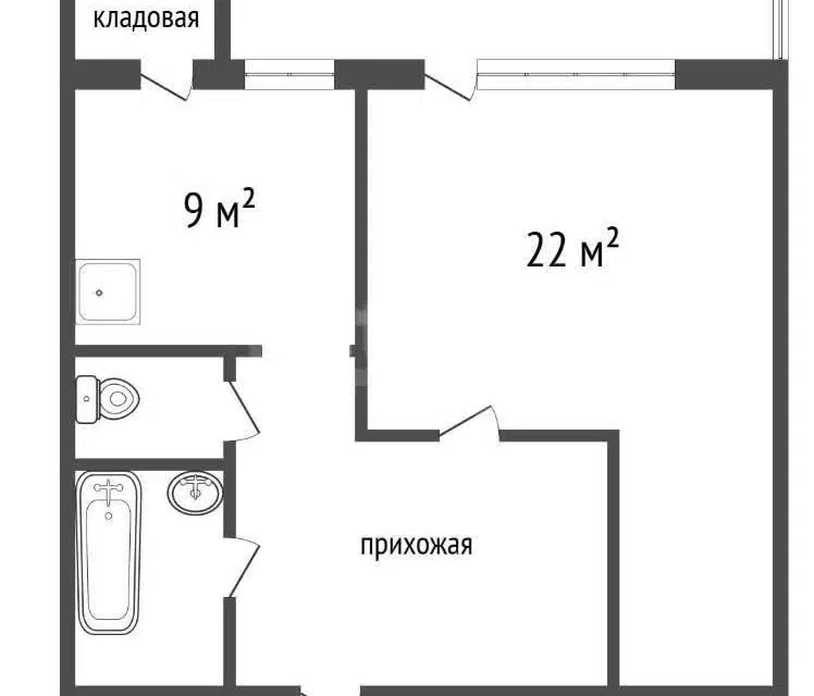 Продаётся 1-комнатная квартира, 48.4 м²
