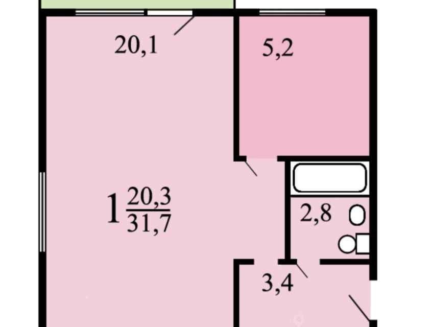Продаётся 1-комнатная квартира, 32 м²