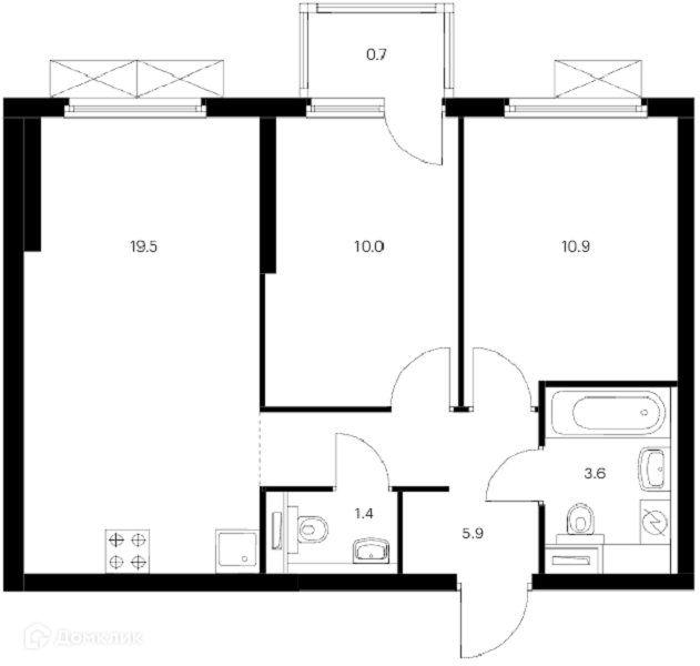Продаётся 2-комнатная квартира, 51.3 м²
