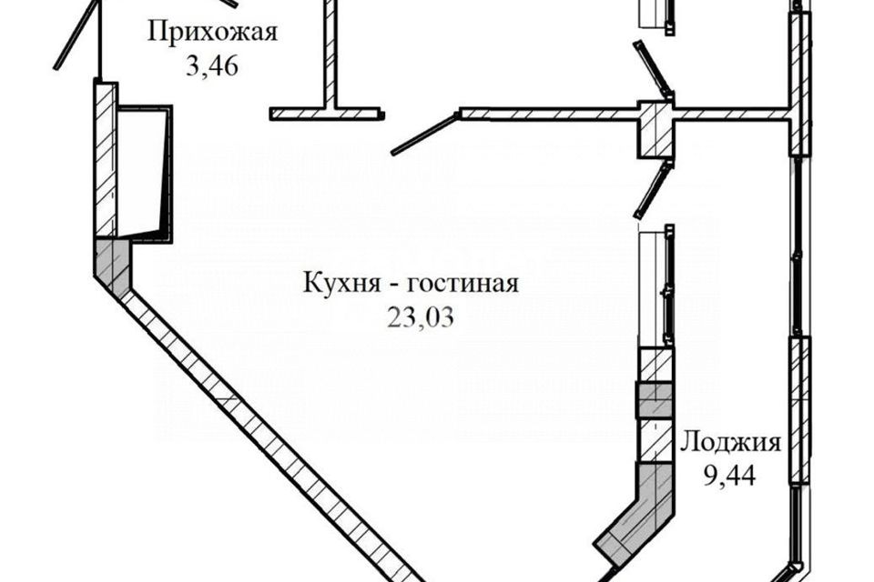 Продаётся 1-комнатная квартира, 55.4 м²