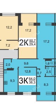 Продаётся 3-комнатная квартира, 63.9 м²