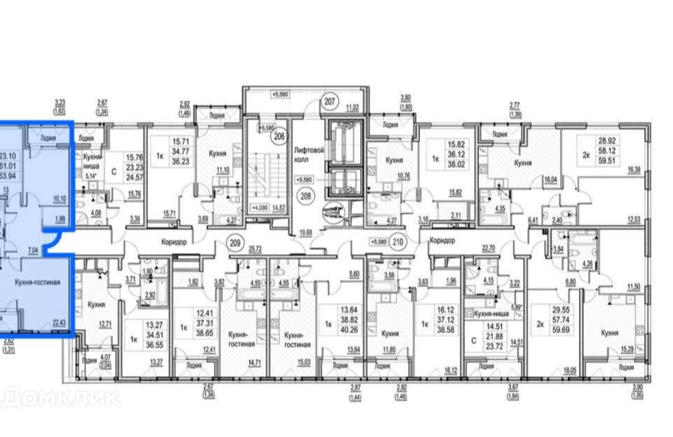 Продаётся 2-комнатная квартира, 63.94 м²