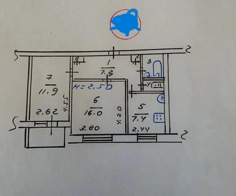 Продаётся 2-комнатная квартира, 49.1 м²