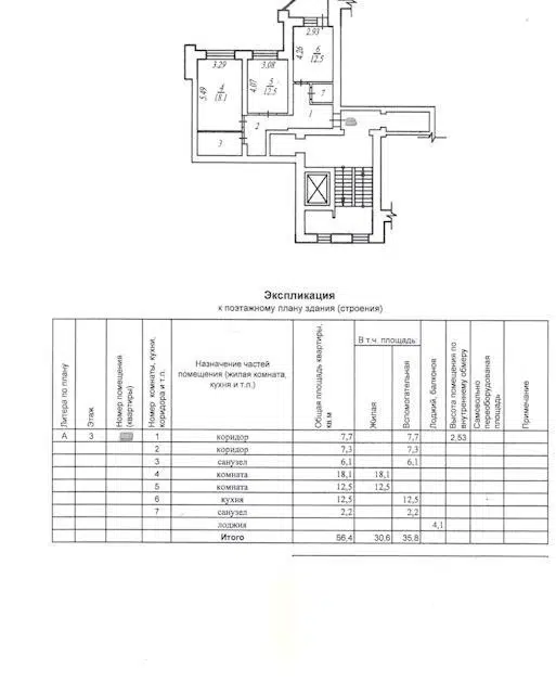 Продаётся 2-комнатная квартира, 66.4 м²