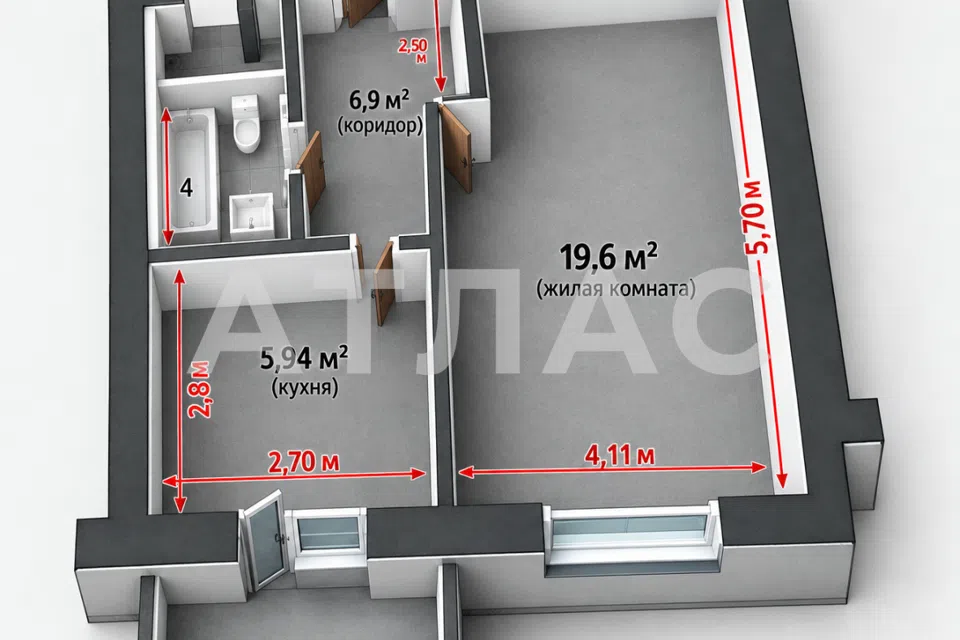 Продаётся 1-комнатная квартира, 39 м²