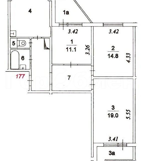 Размеры кухни п 44