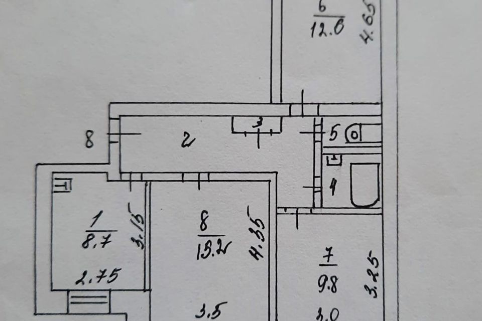 Продаётся 3-комнатная квартира, 63.2 м²