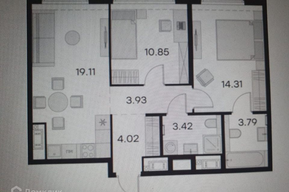 Продаётся 2-комнатная квартира, 59 м²