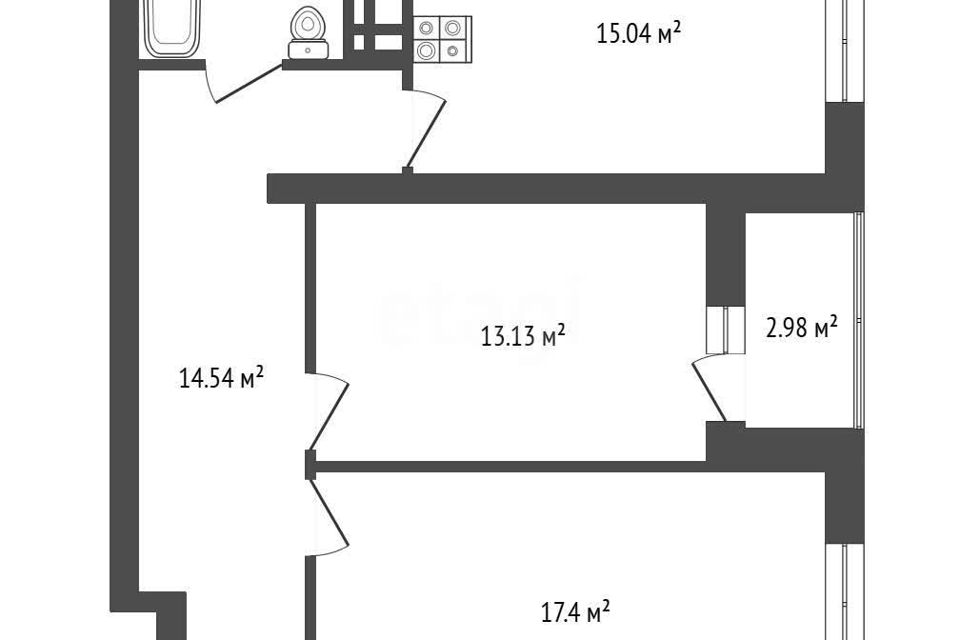 Продаётся 2-комнатная квартира, 68.7 м²