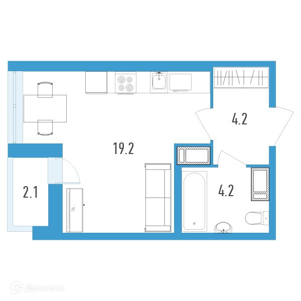 Продаётся студия, 28.7 м²