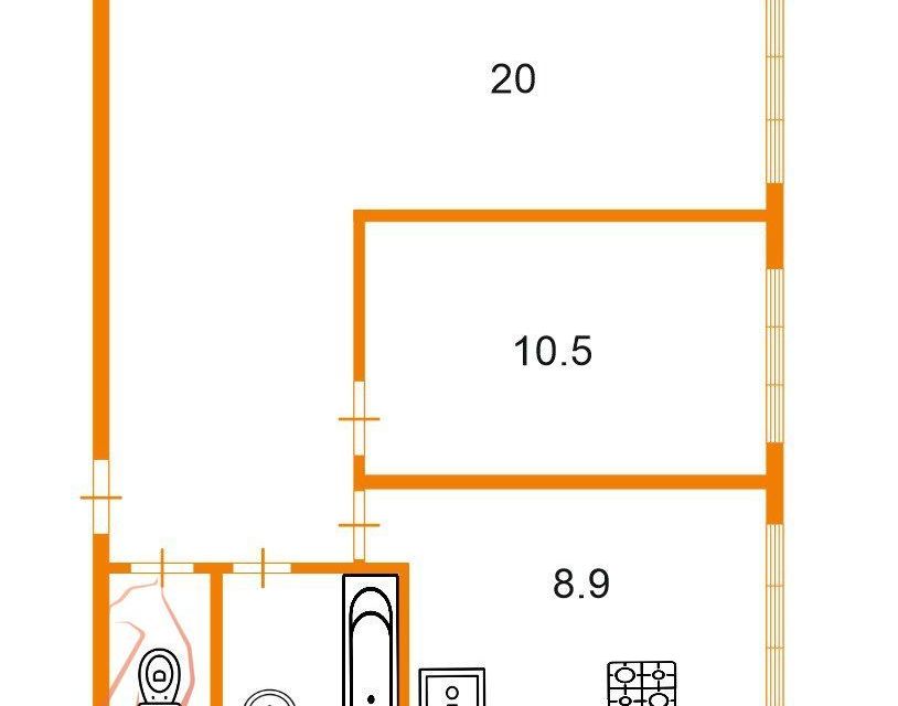 Продаётся 2-комнатная квартира, 46.4 м²