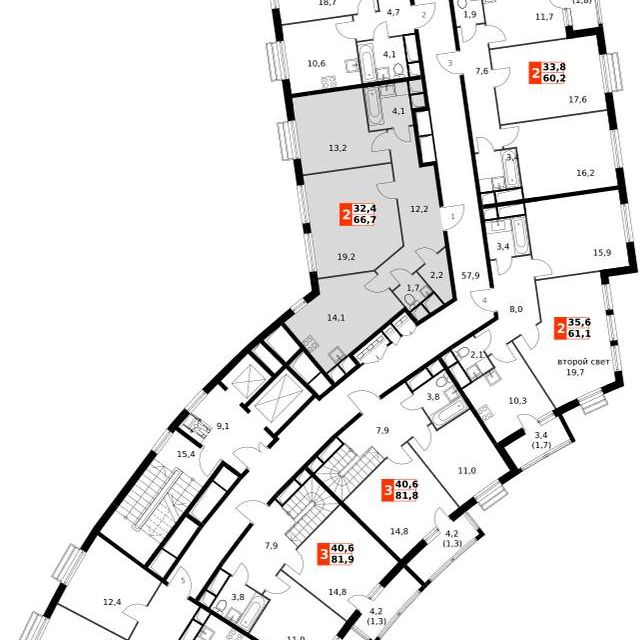 Продаётся 2-комнатная квартира, 66.7 м²