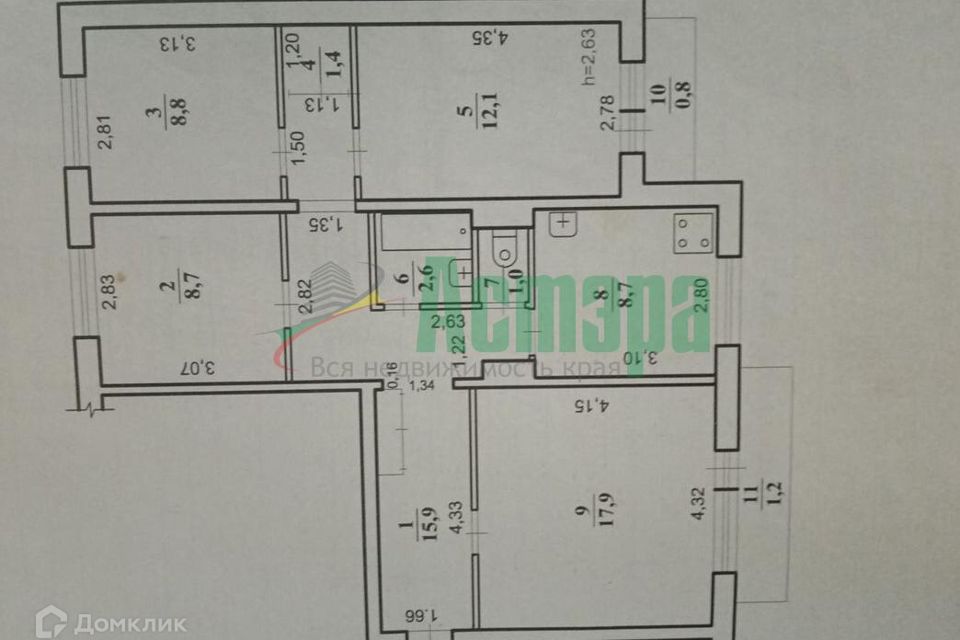Продаётся 4-комнатная квартира, 77.1 м²