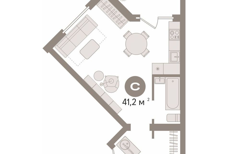 Продаётся студия, 41.2 м²