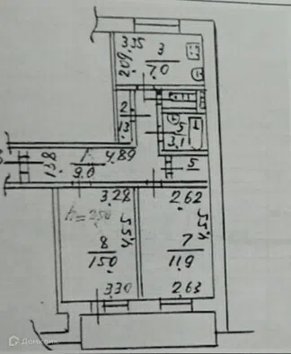 Продаётся 2-комнатная квартира, 53.2 м²