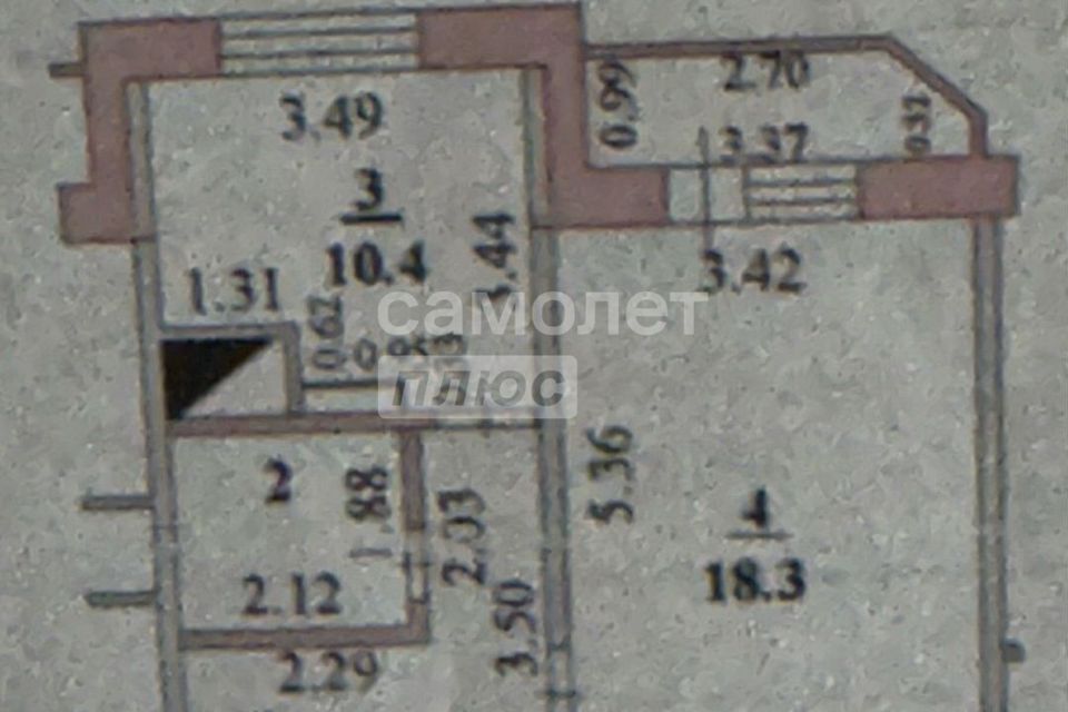 Продаётся 1-комнатная квартира, 43.2 м²
