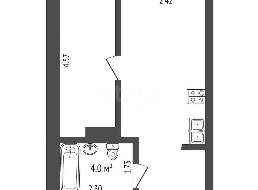 Продаётся 1-комнатная квартира, 26.7 м²