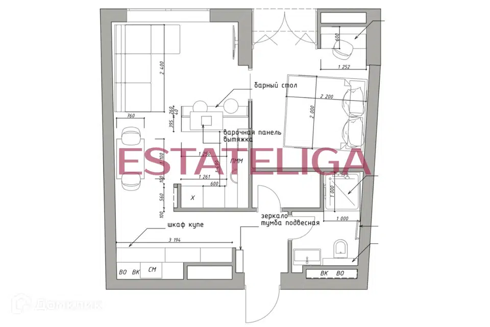 Продаётся 2-комнатная квартира, 46 м²