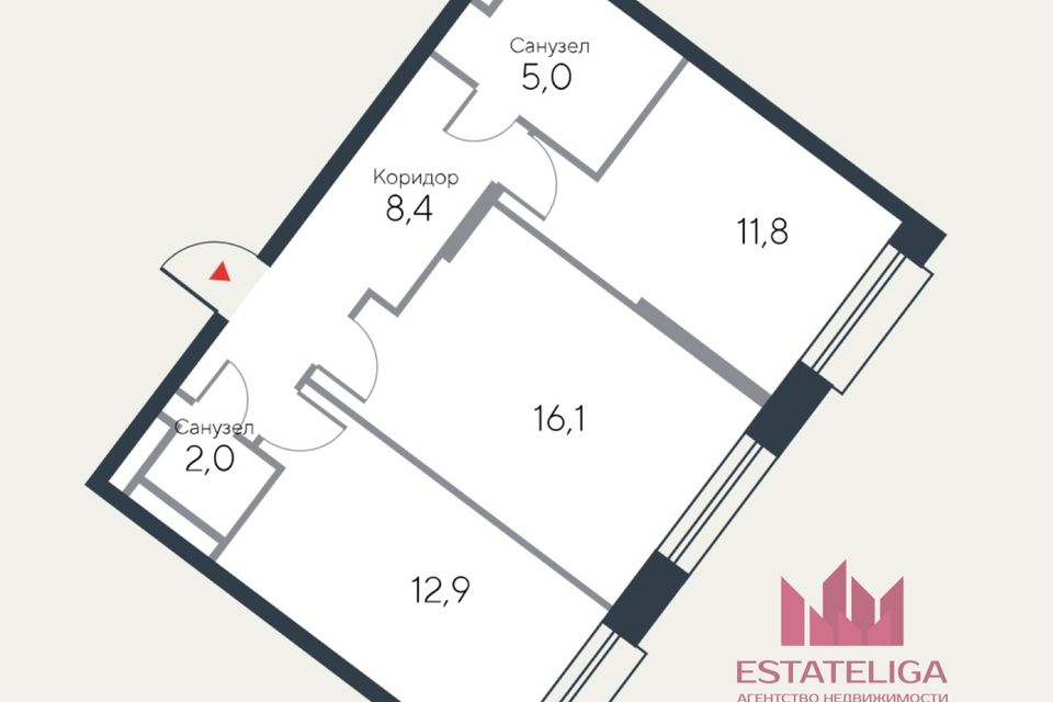 Продаётся 2-комнатная квартира, 55.4 м²