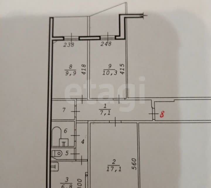 Сдаётся 3-комнатная квартира, 57.9 м²