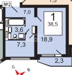 Продаётся 1-комнатная квартира, 38 м²