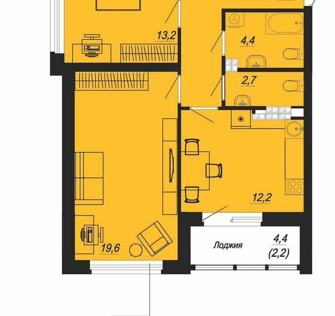 Продаётся 2-комнатная квартира, 40.7 м²