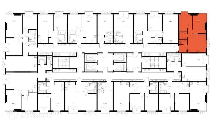 Продаётся 2-комнатная квартира, 46.1 м²